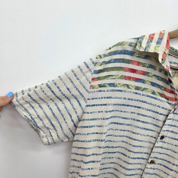 Island Republic Vintage Collection 100% Silk Hawaiian Shirt Size XL Ivory Button - Picture 5 of 10